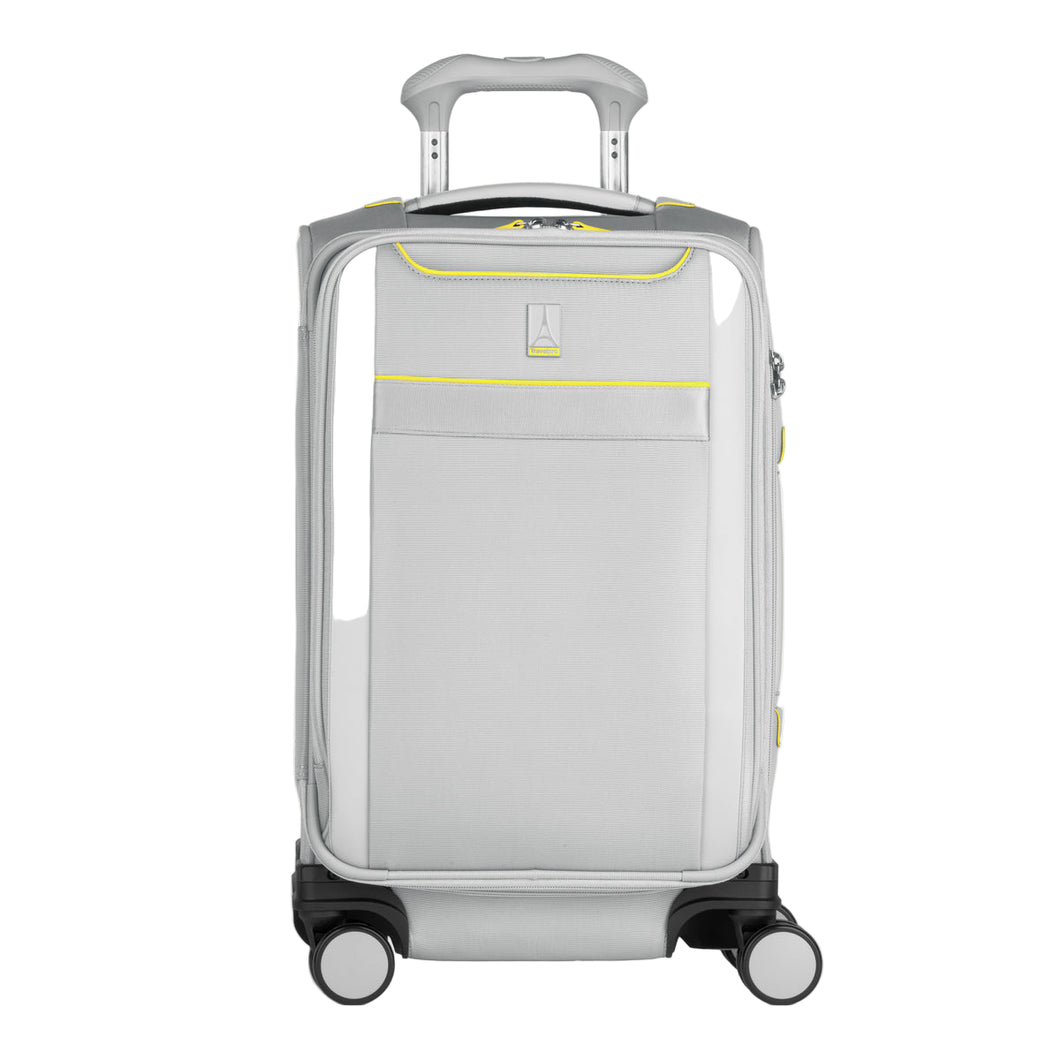 Front view of Travelpro Versapack+  Carry-On in Cyber Lime, featuring a PowerScope Extension Handle.